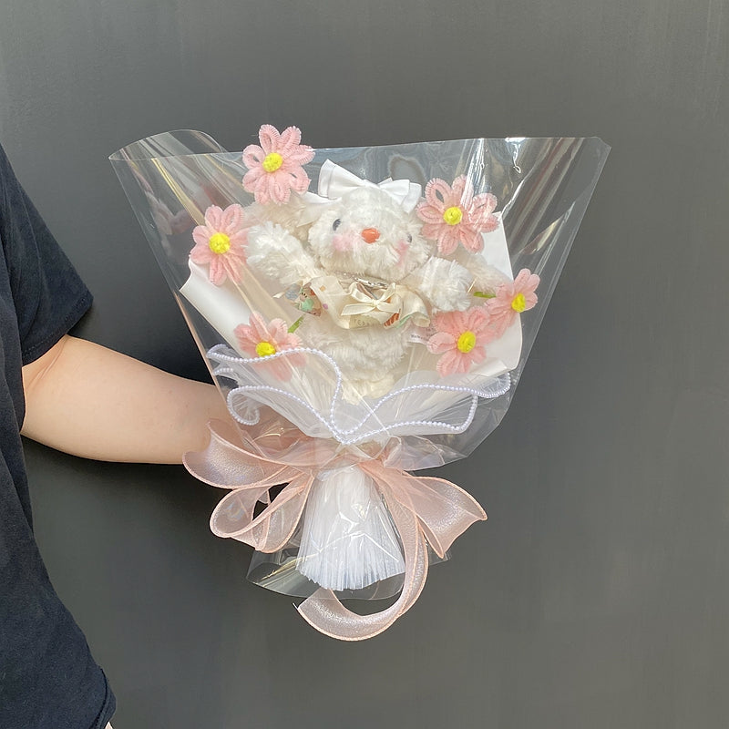 twist stick flower lop-eared rabbit plush doll bouquet