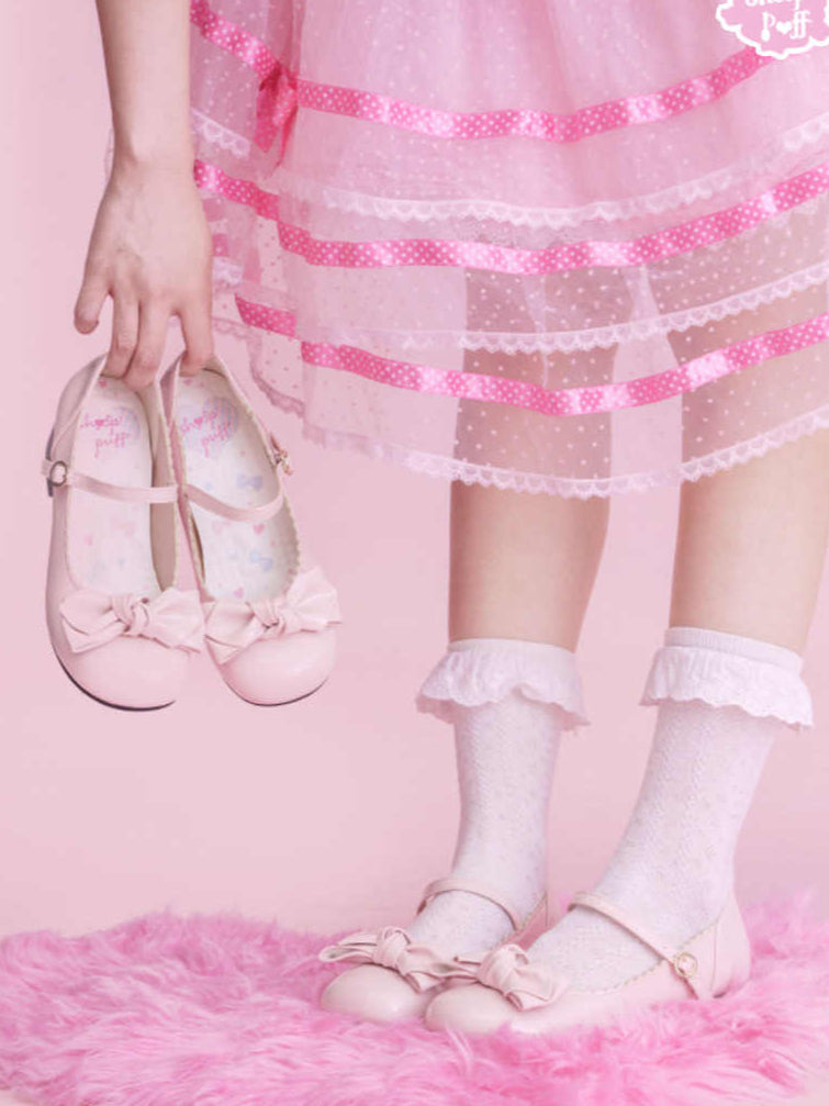 Round Toe Bow Leather Shoes