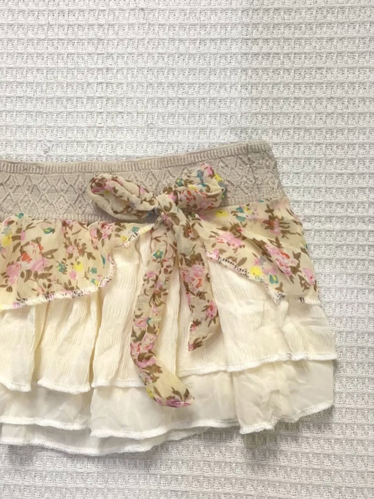 floral mesh bow skirt