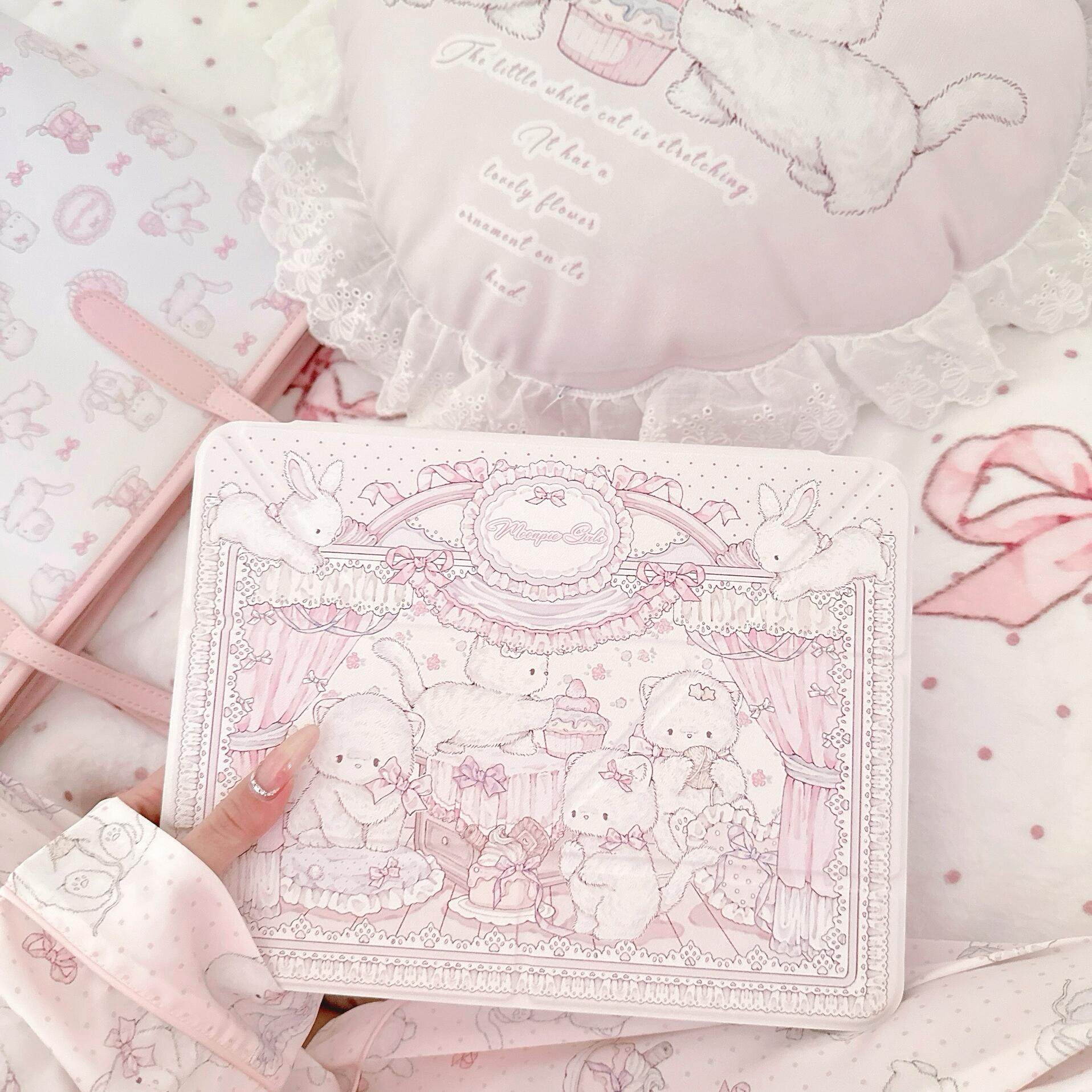 kawaii acrylic 3+Y folding anti-bending magnetic all-in-one ipad air6 protective case
