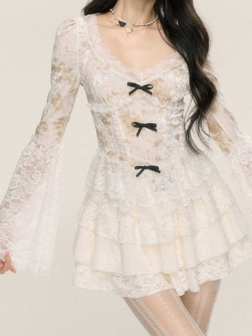 Coquette Bows Lace Long-sleeved Top