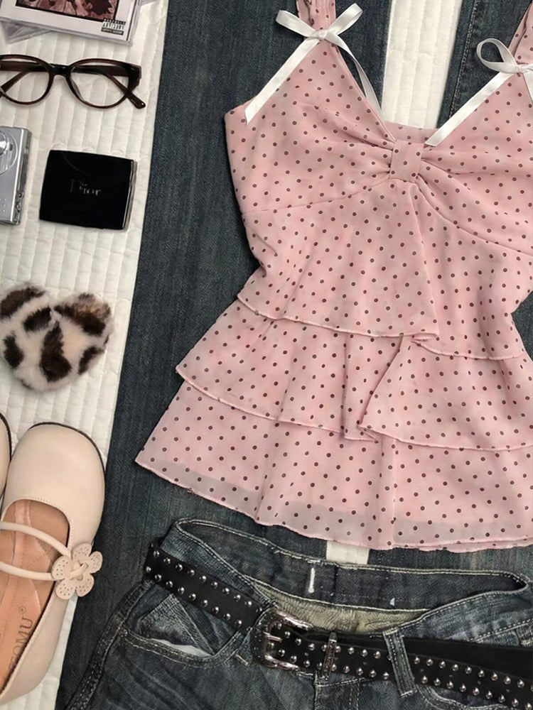 pink polka dots tank top
