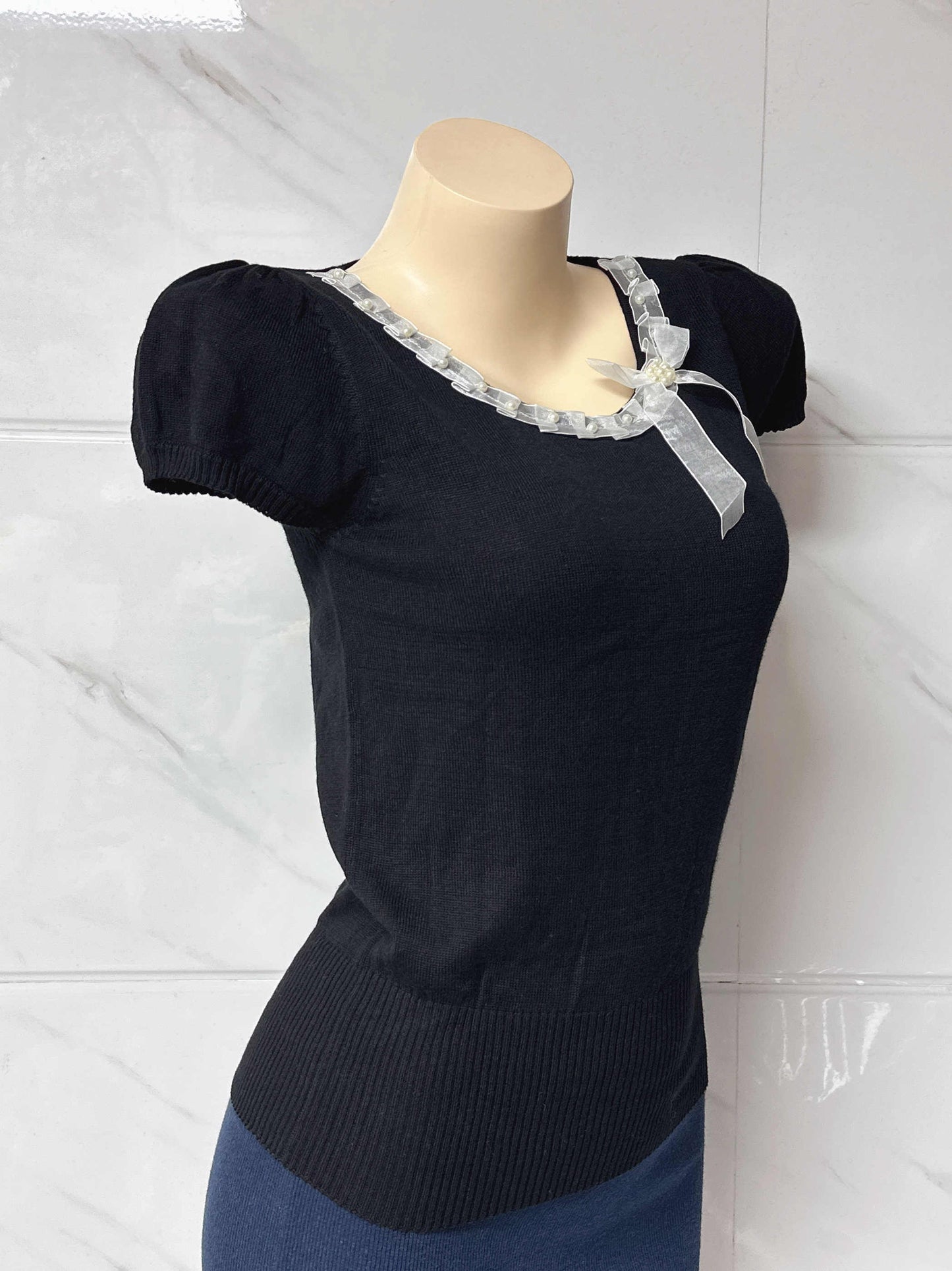 Dark Coquette Bow Ribbon Top