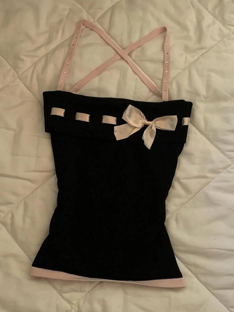 dark coquette coquette bow tank top