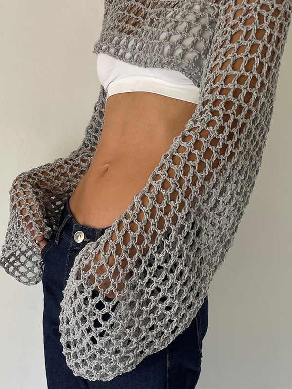 Street Mesh Hollow Knitted Blouse