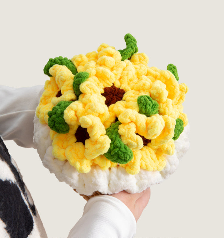 handmade knitted Sunflower bouquet