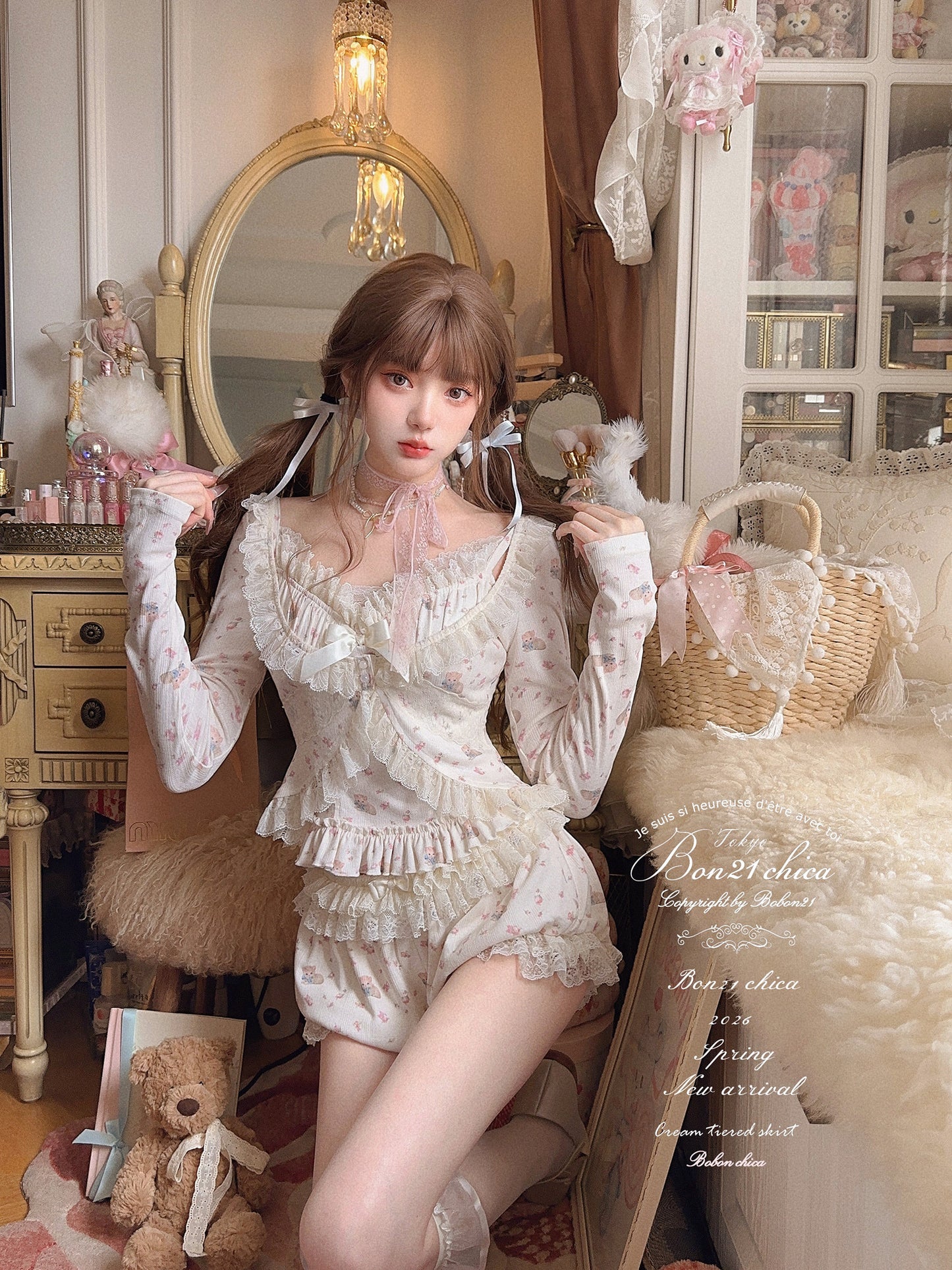 Antique Doll Lace Three-Piece Set