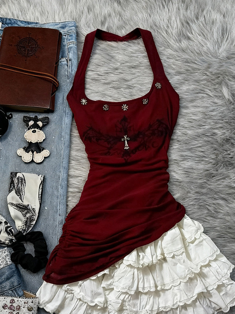 y2k retro ruffled coord