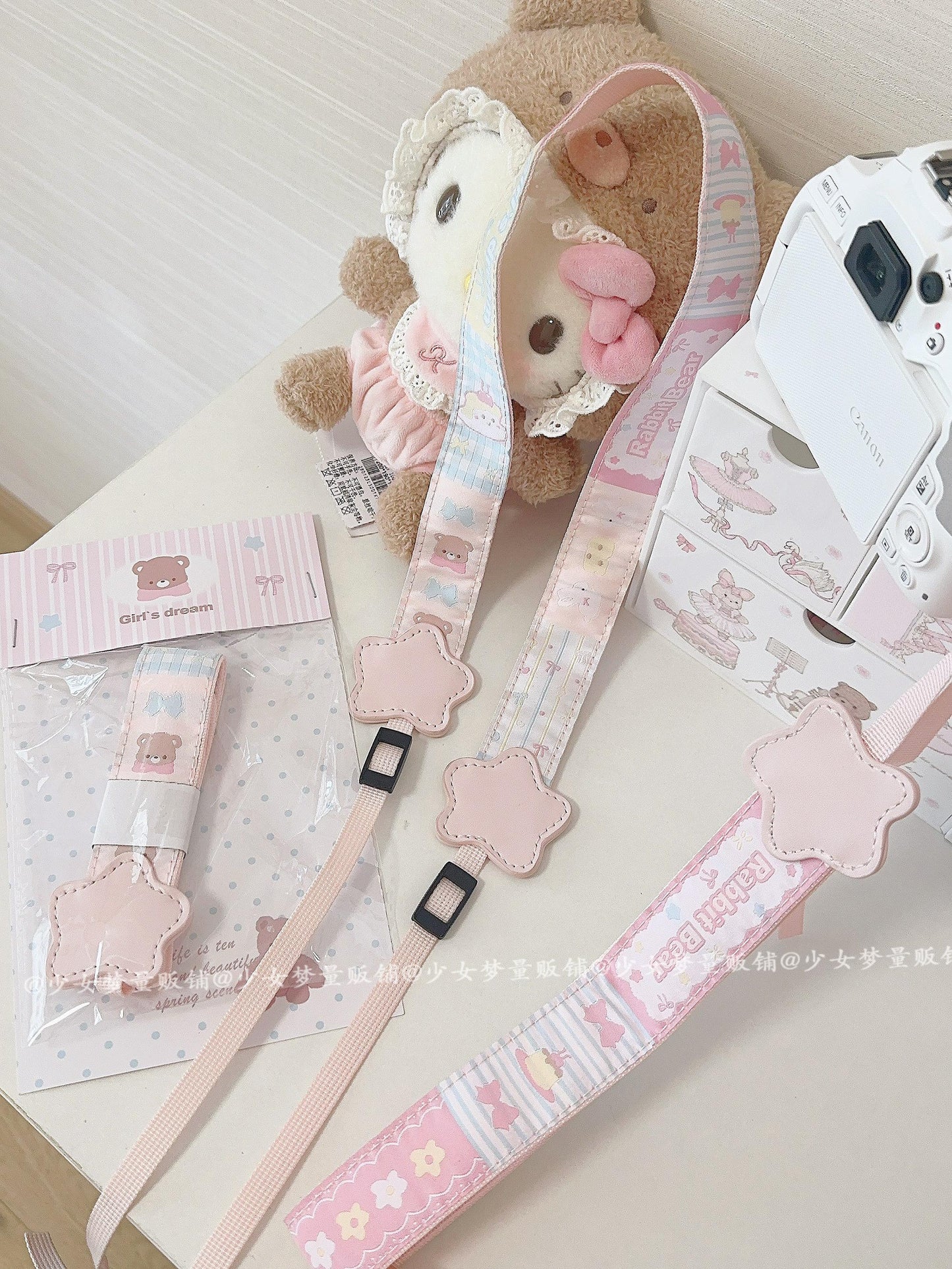Girl's Dream Bunny Bear Polaroid Camera Strap