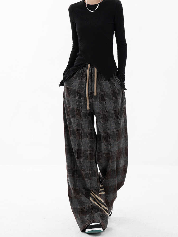 Preppy Casual Plaid Pants