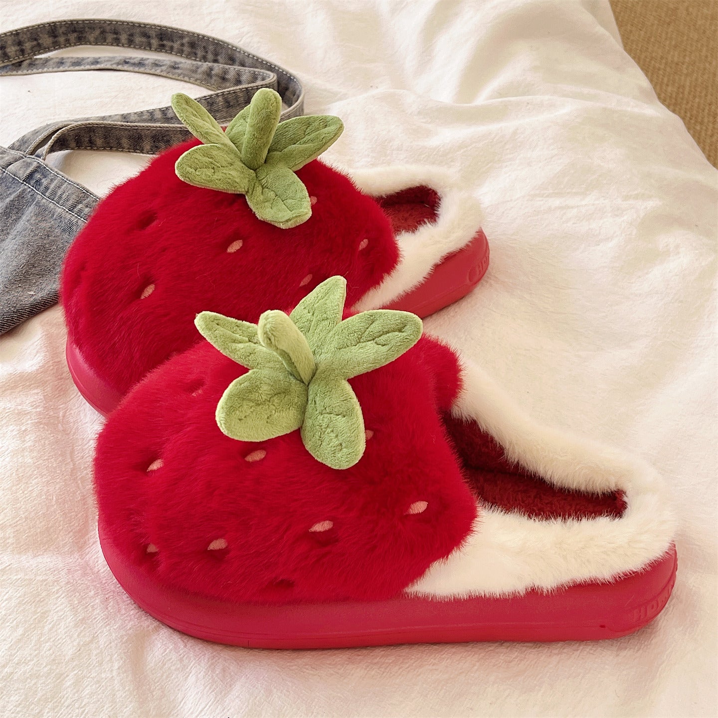 strawberry Cotton plush slippers