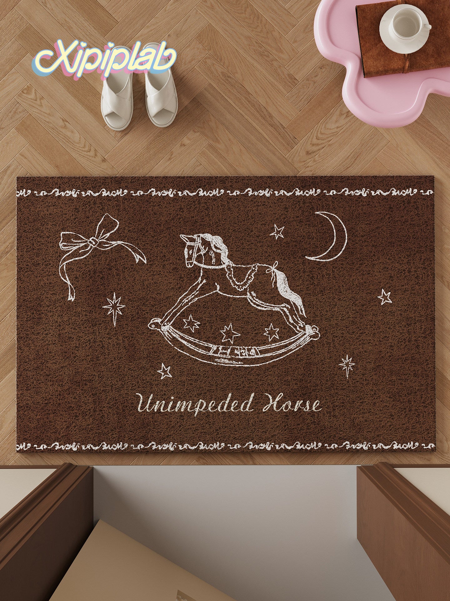 vintage pink entrance floor mat tp3