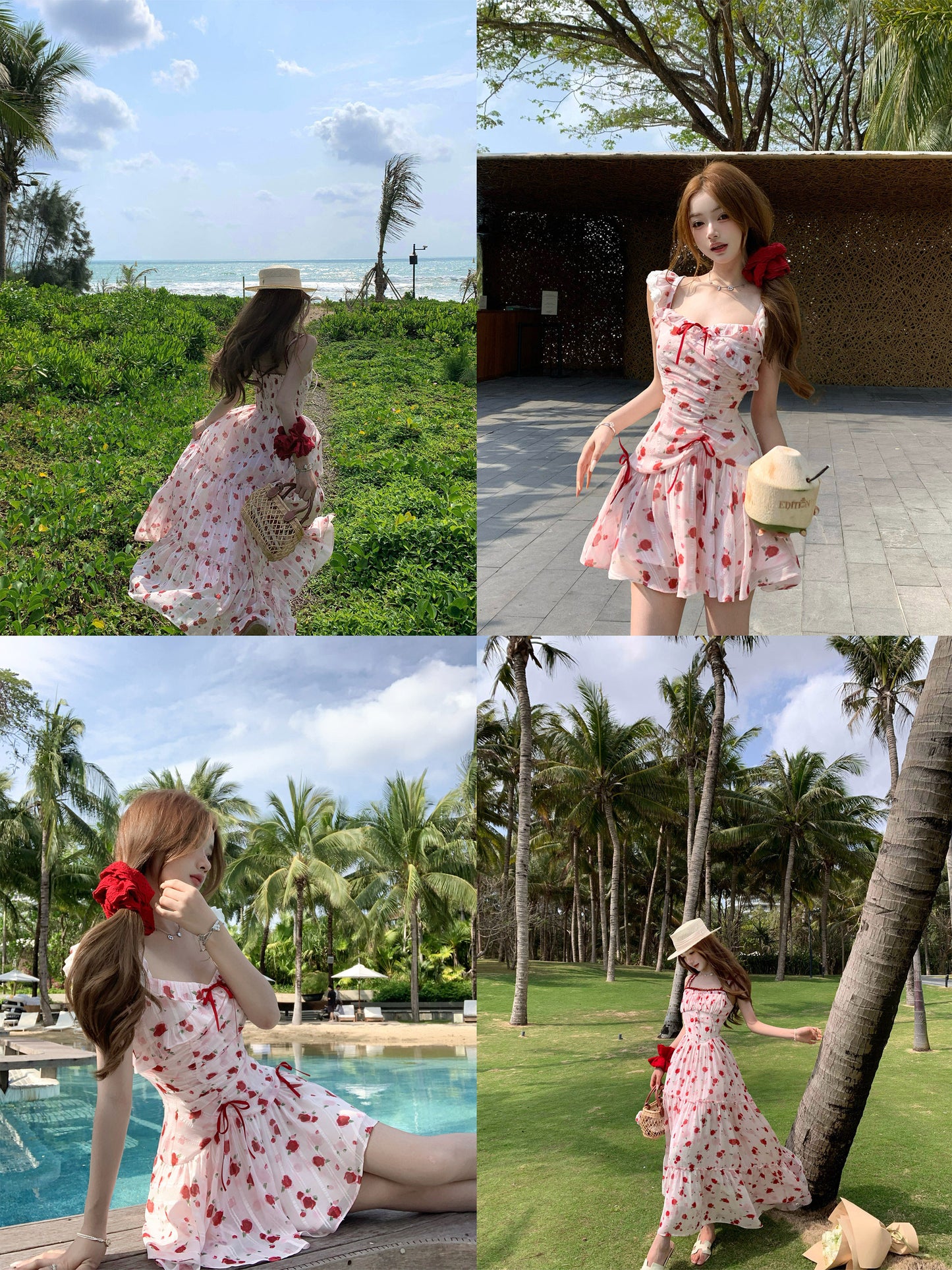 rose floral lace dress