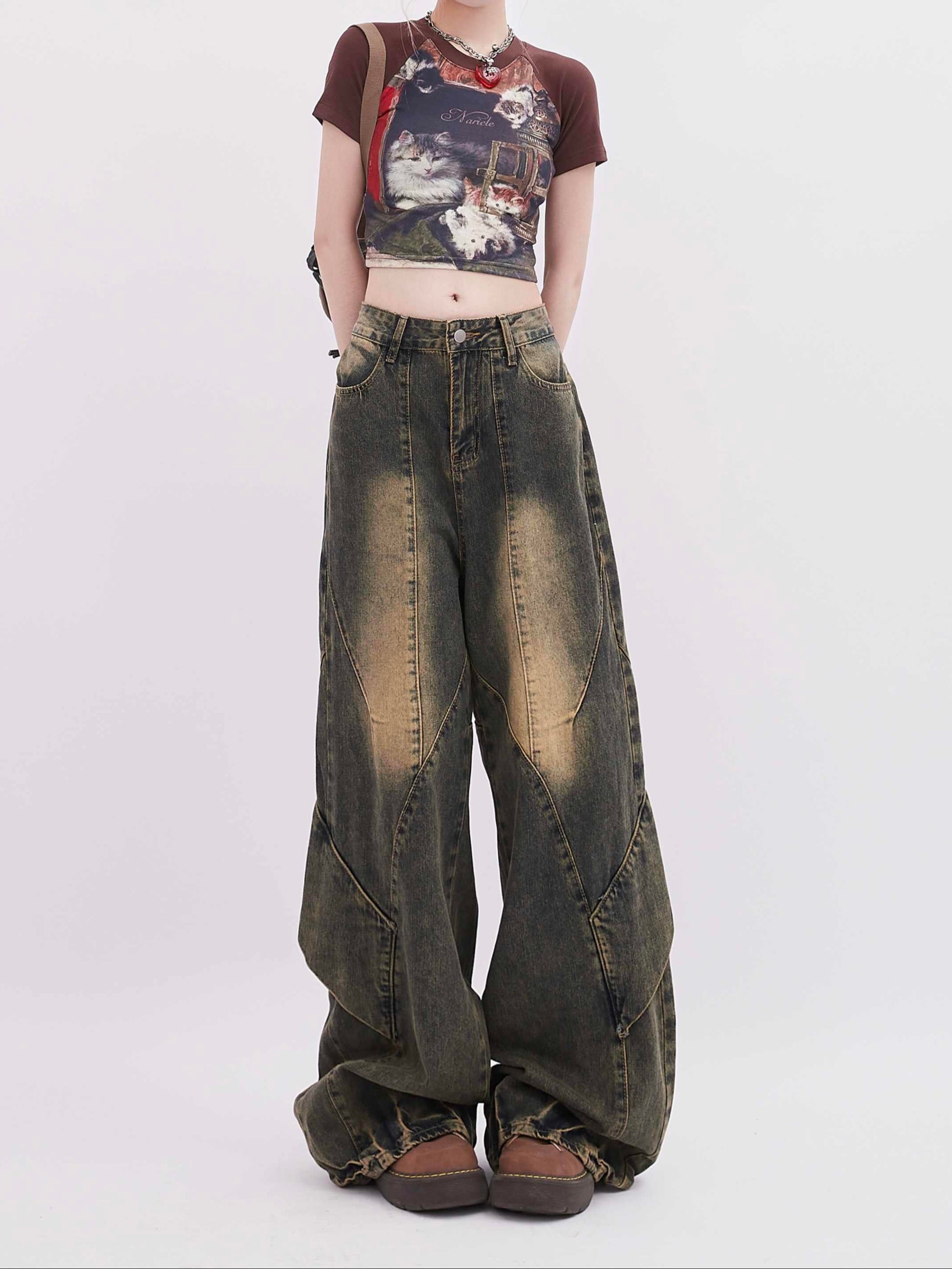 Grunge Distressed Street Retro Baggy Jeans