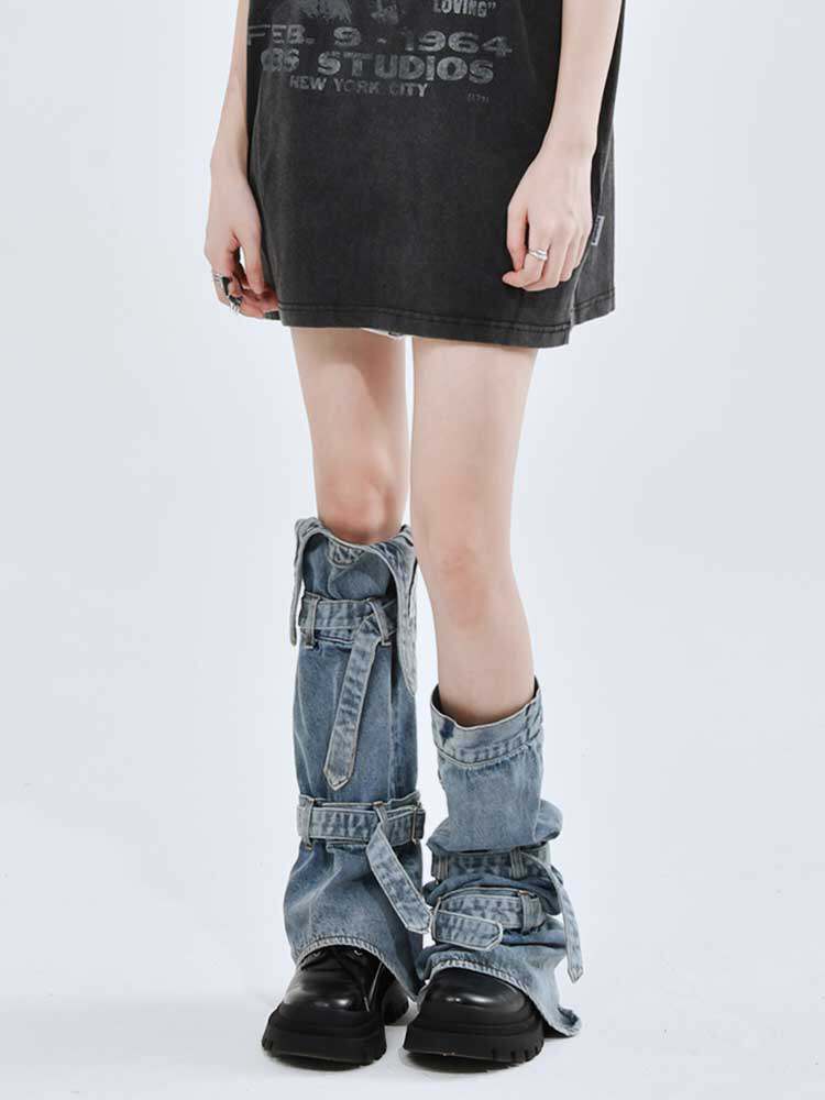 Y2K denim leg warmers