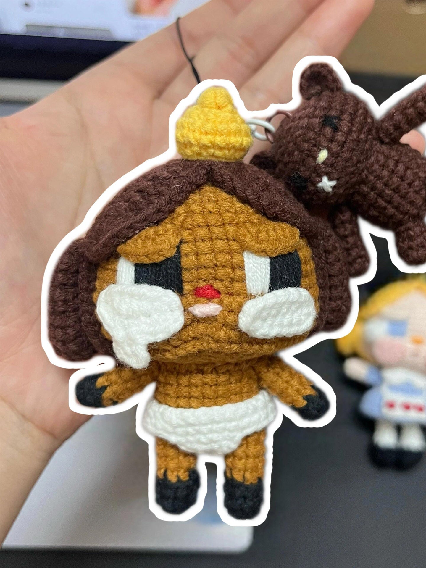 diy wool cute crying baby bear pendant