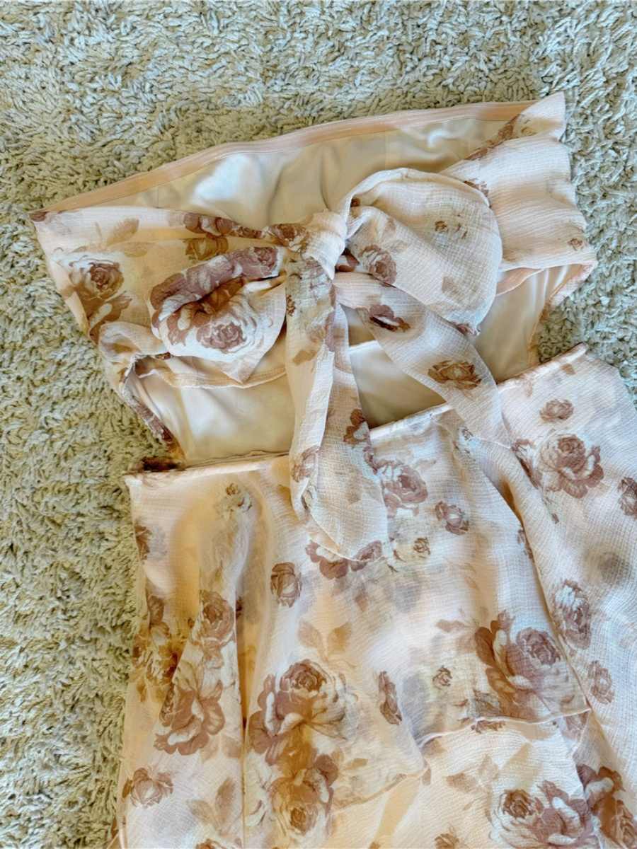 Retro Brown Floral Irregular Dress