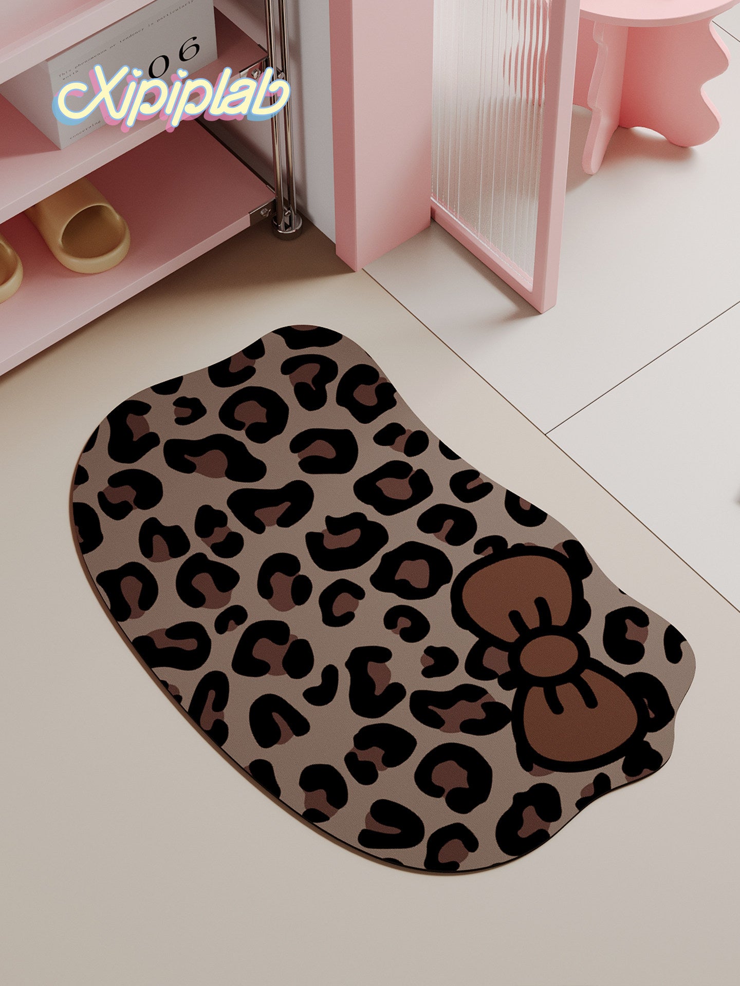 leopard print kitty floor mat