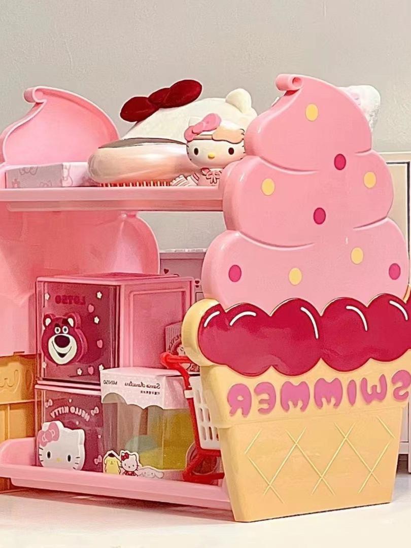 ice cream rack girly heart storage box
