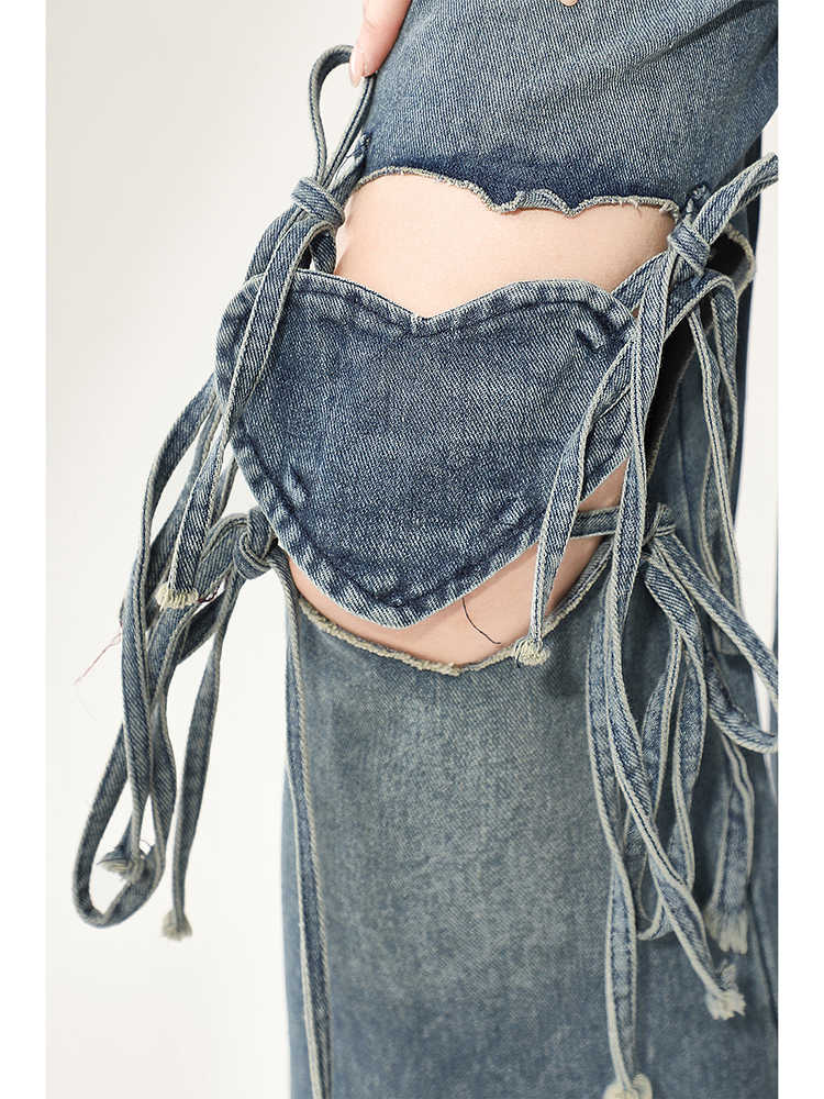 Lovecore Ripped Wide-leg Jeans