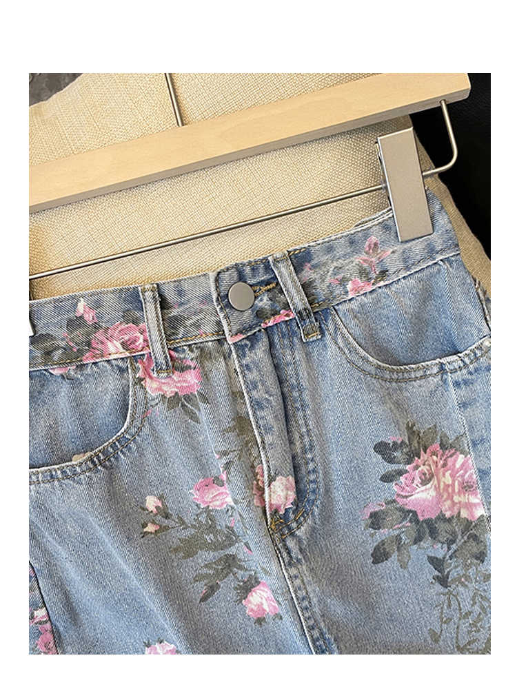 Rose Denim Skirt