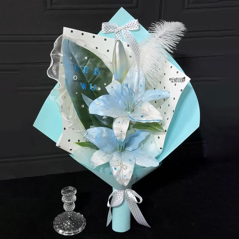 Ins Style Polka Dot Rhinestone Lily Bouquet DIY Kit