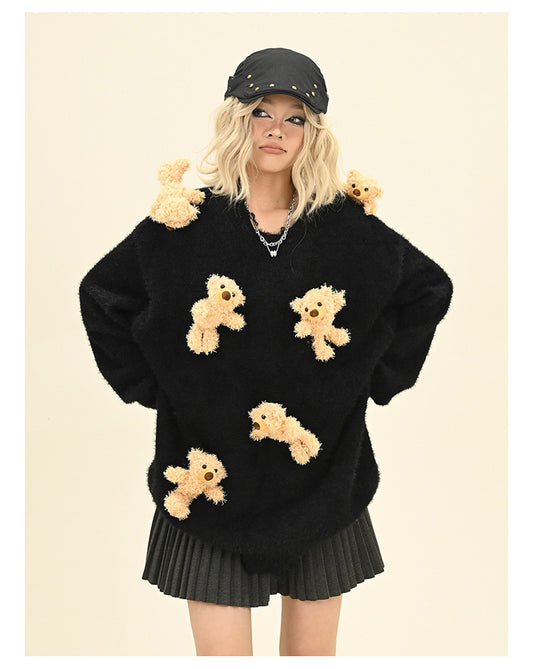 Fun Bear Round Neck Sweater