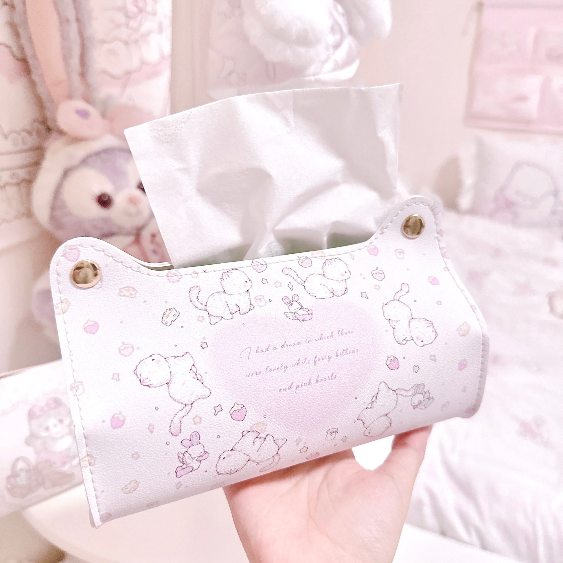 Cute cat leather tissue box