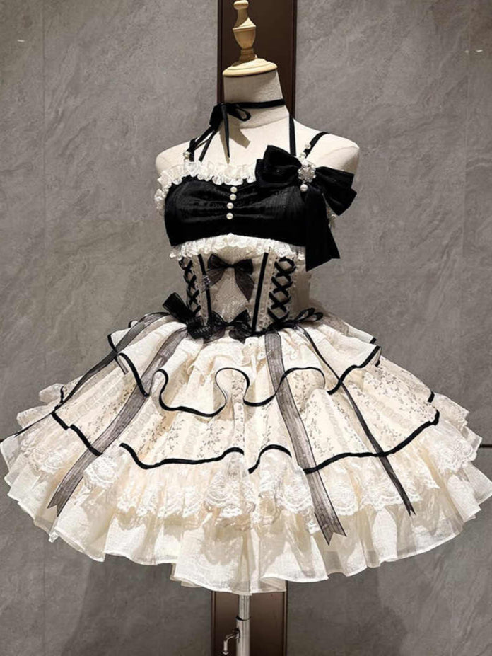 Dark Coquette Ballet Lace Tutu Dress