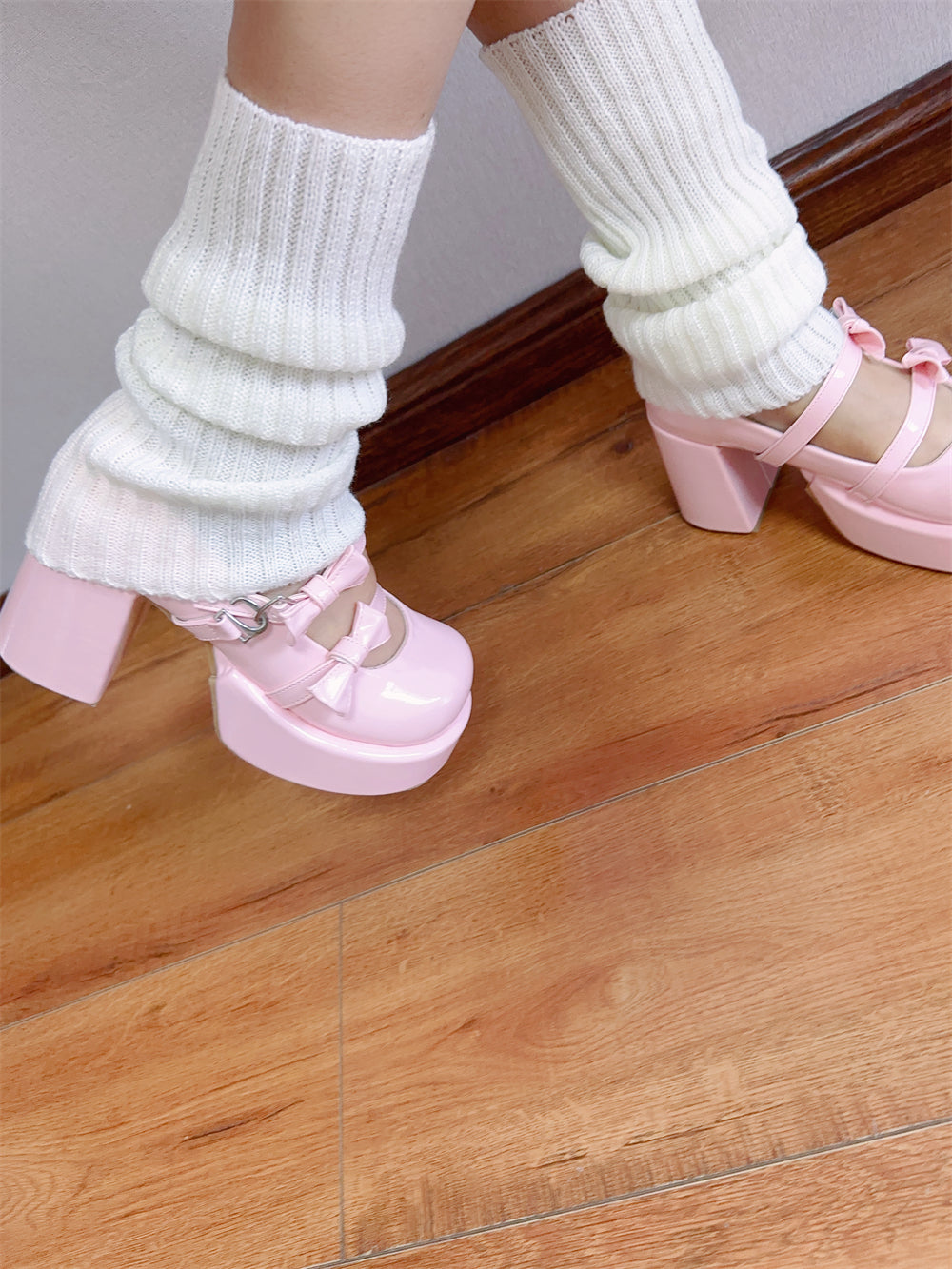 lolita pink high-heeled shoes