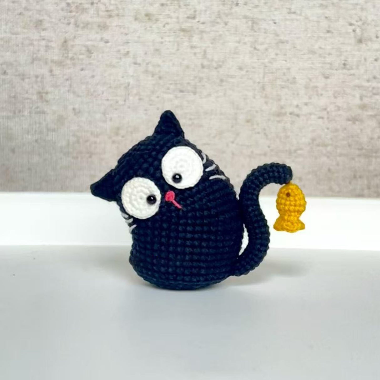 diy wool Kitten fishing doll