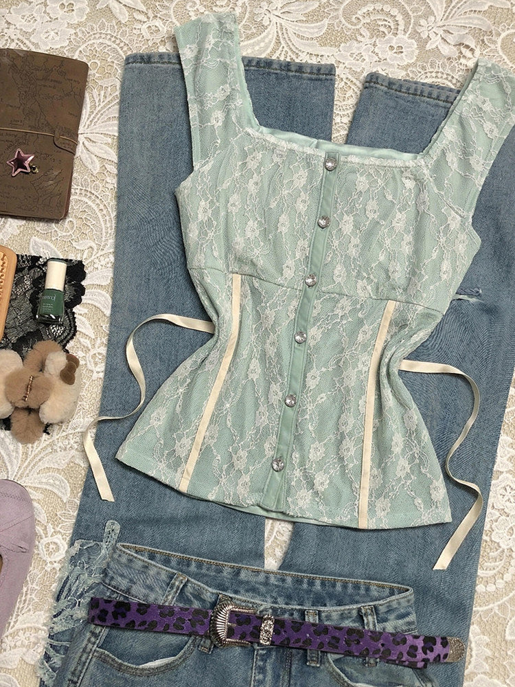 light green lace tank top