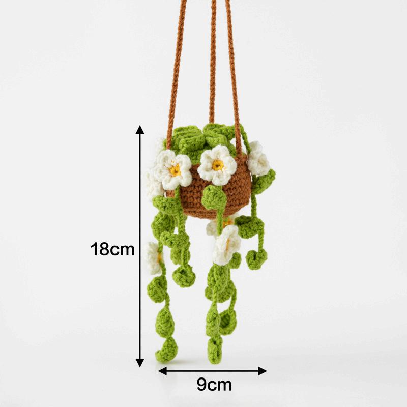 DIY woven strawberry flower basket car pendant
