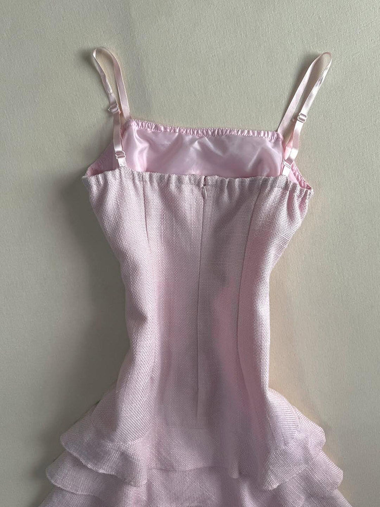 pink coquette bow suspender dress