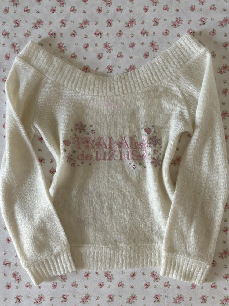 retro pink letters sweater
