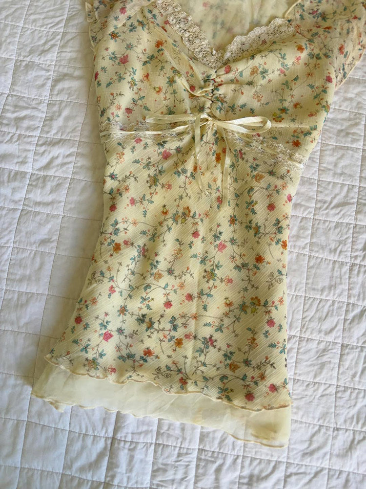 vintage yellow floral shirt
