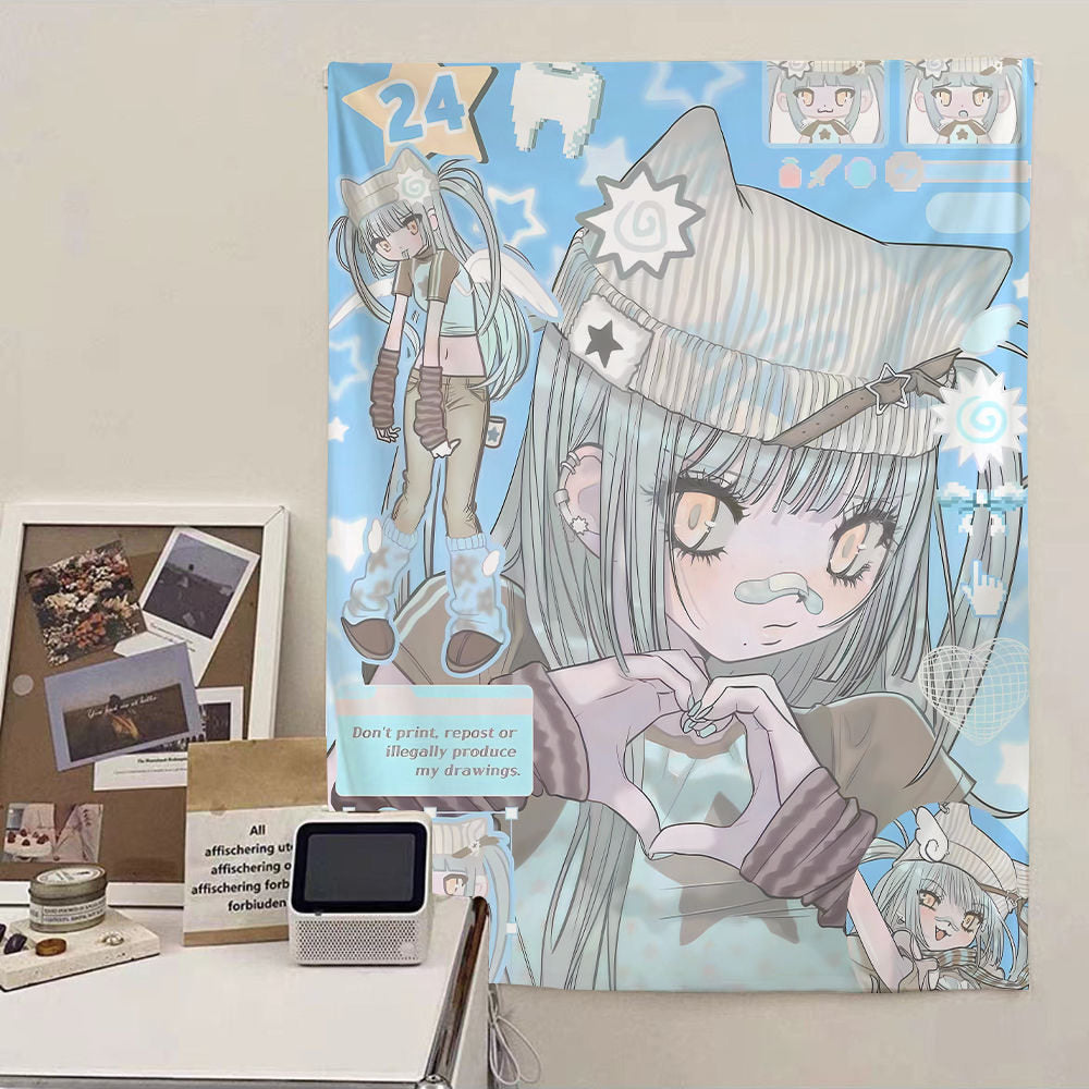 Ins style sweet girl hanging cloth tp5 1 meter wide x 1.5 meters high (accessory bag plus star light included)