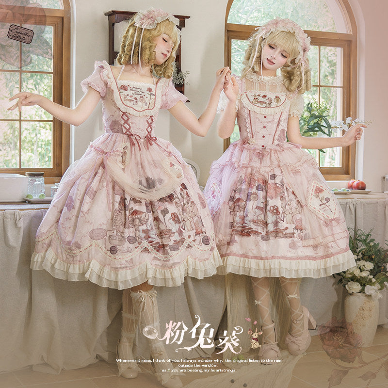 pink rabbit straps corset lolita dress