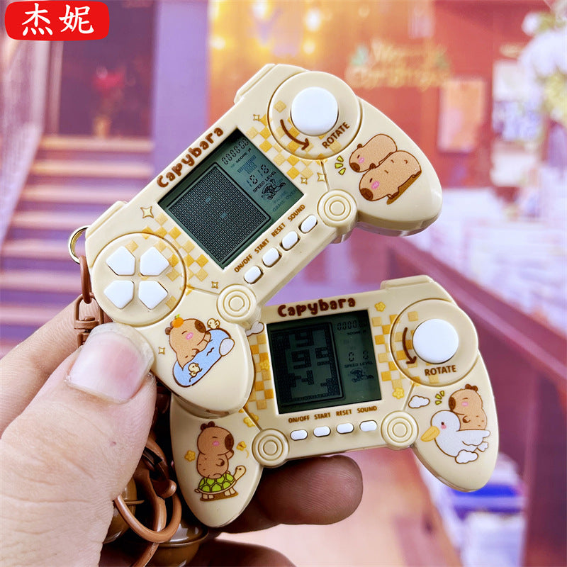 Kapibara retro Tetris game console keychain doll