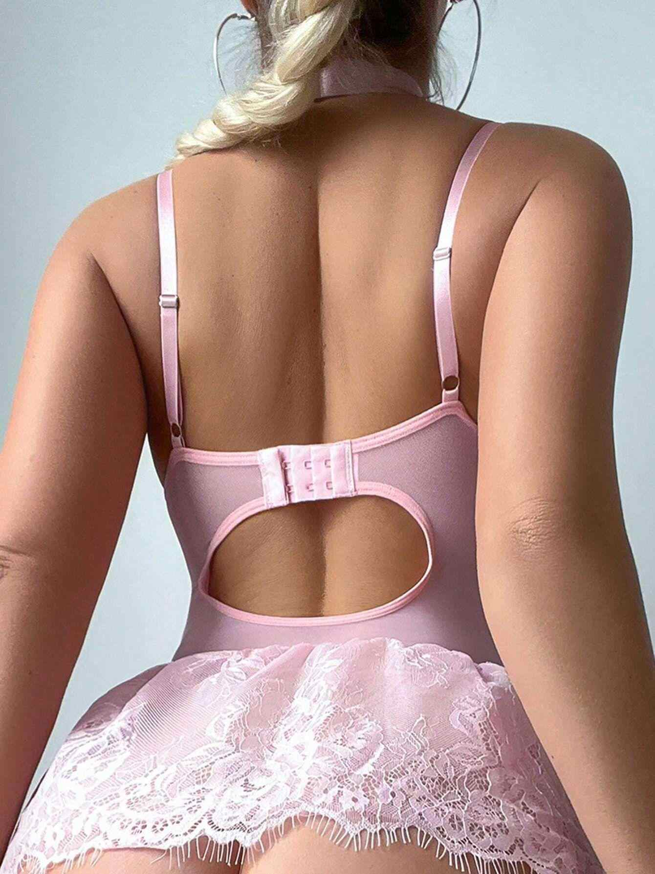 Lace Spliced Lingerie Dress