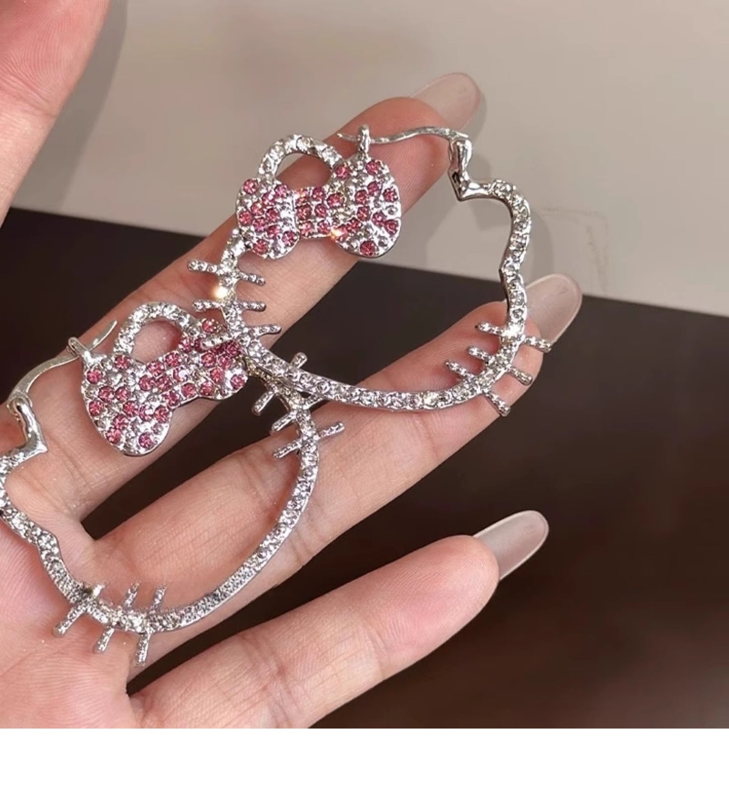 kitty diamond kawaii earrings