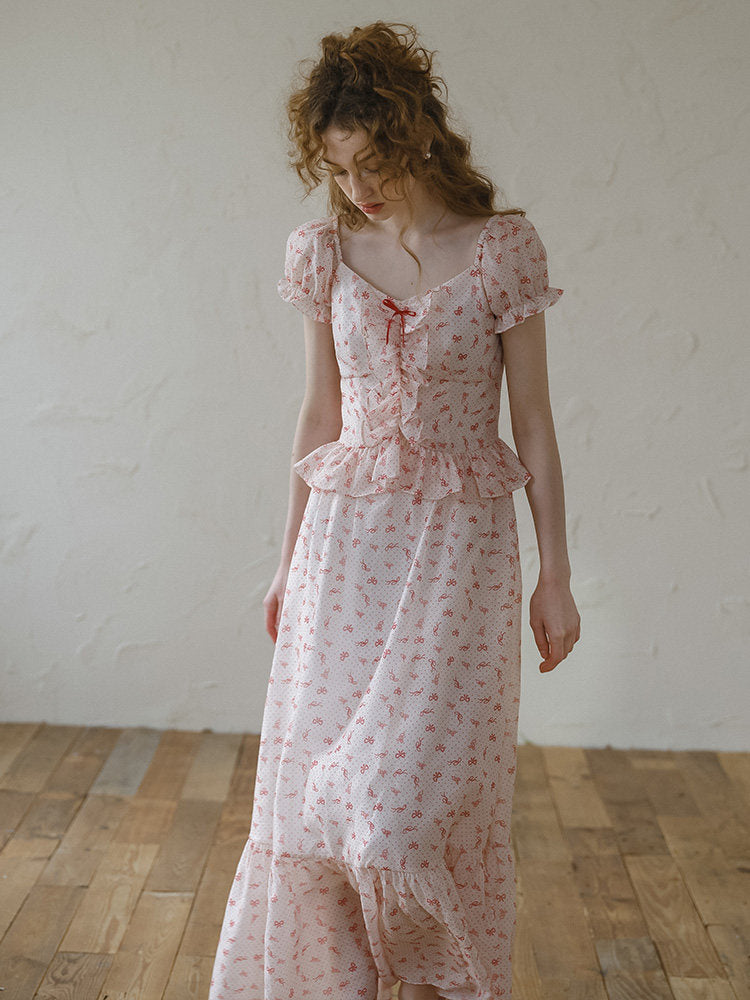 red polka dots ruffled dress