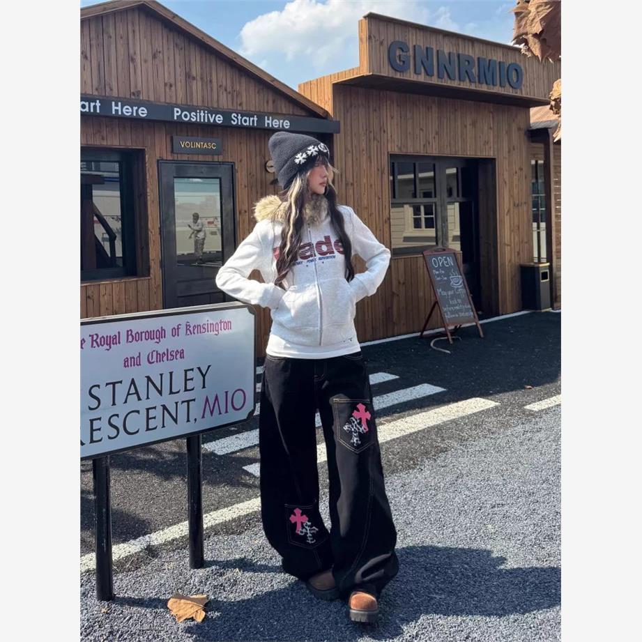 American retro fur collar hooded sweatshirt