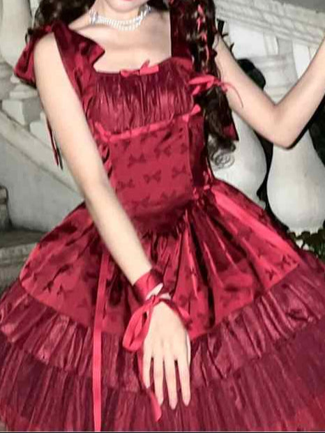 Red Lolita Ballet Princess Fluffy Dress