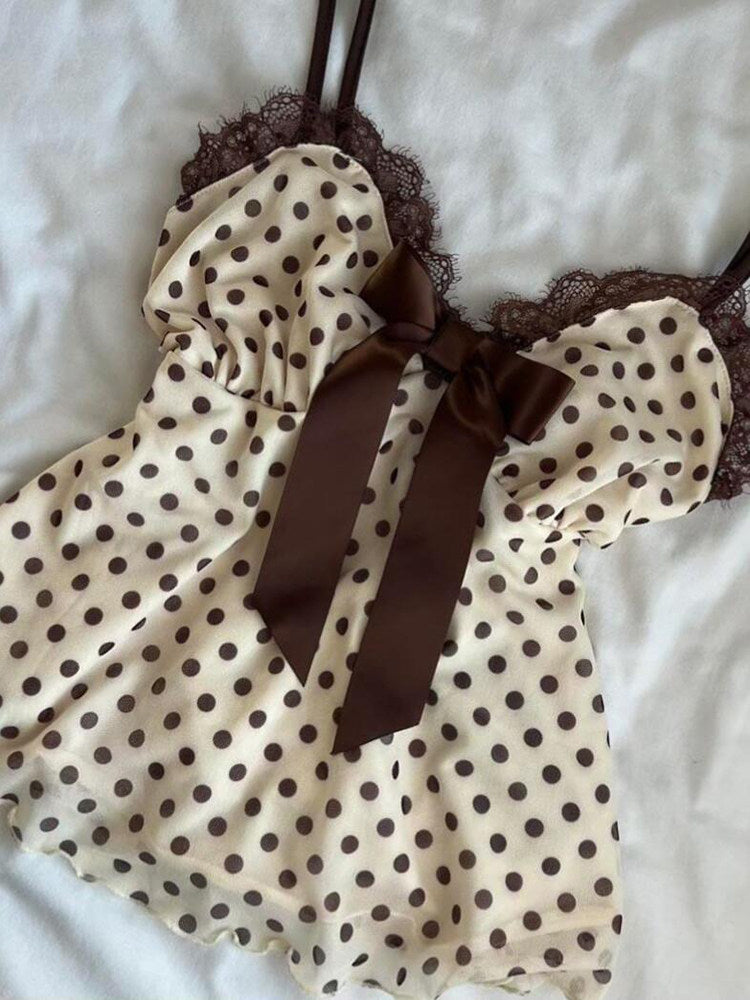 brown polka dots tank top