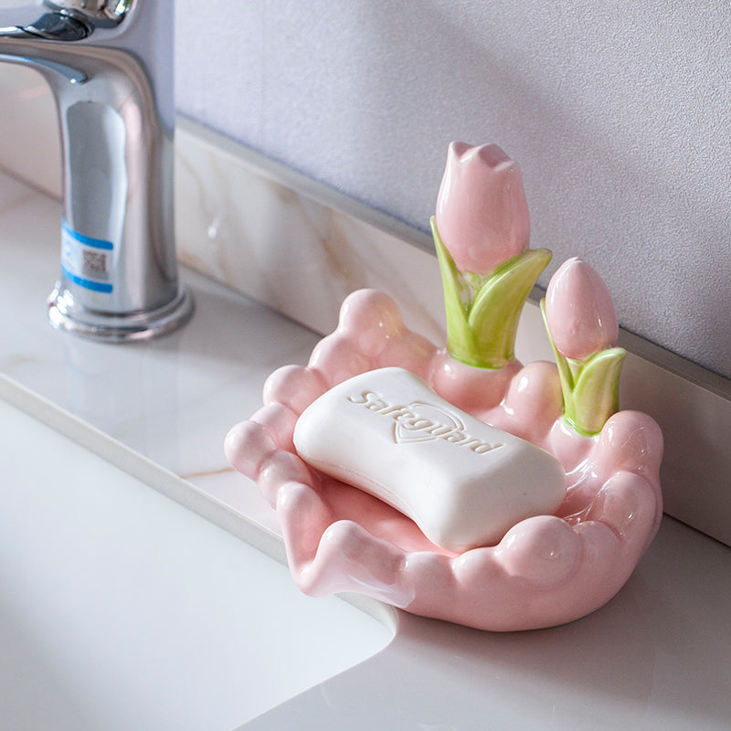 Cute flower ceramic soap box