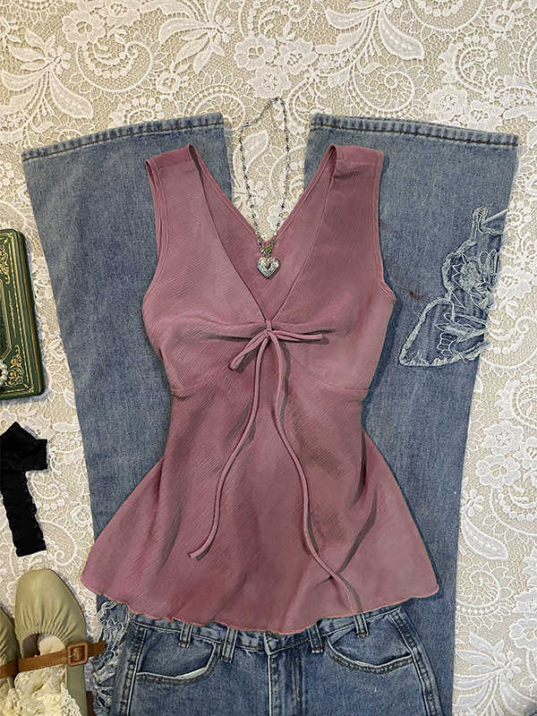 Green Bow Tie Vintage Tank Top