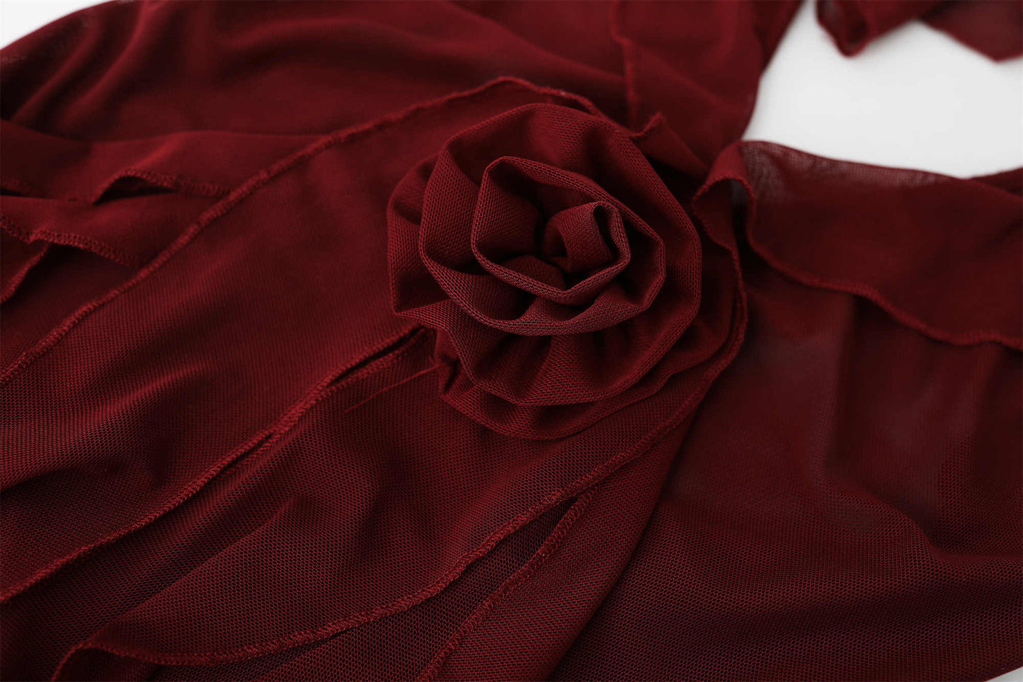 Burgundy Halter-neck V-neck Dress