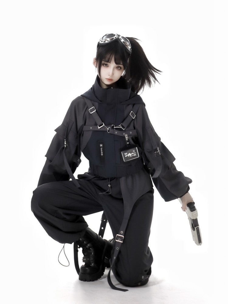 acubi black straps jacket