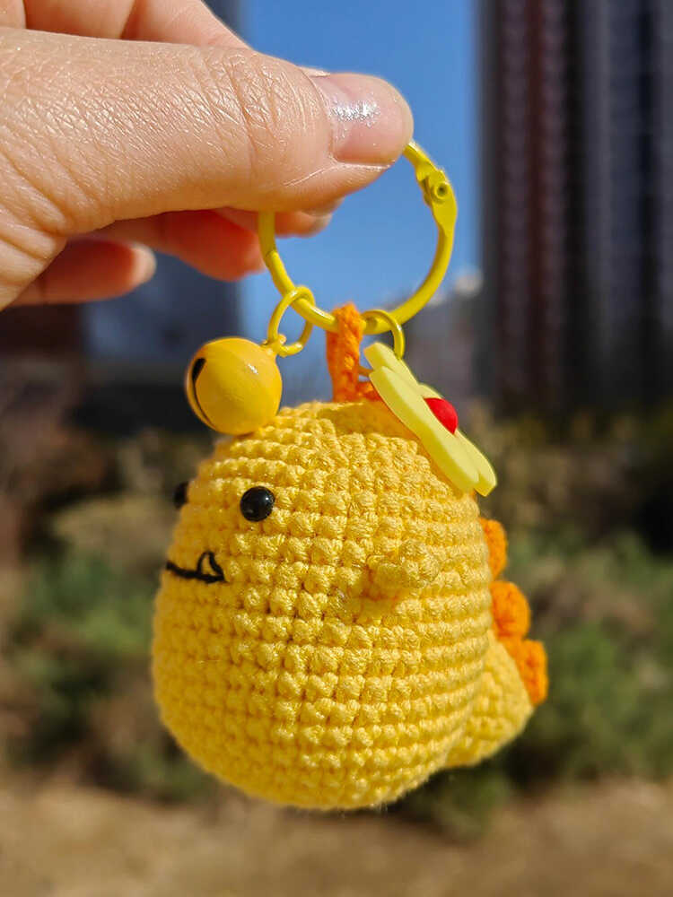 diy Little dinosaur wool pendant keychain